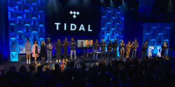 O evento de lançamento oficial da plataforma reuniu todos os donos: Alicia Keys, Arcade Fire, Beyoncé, Calvin Harris, Chris Martin, Daft Punk, Jack White, Jay-Z, Kanye Wets, Deadmau5, Madonna, Nicki Minaj, Rihanna e Usher. Imagem: Reprodução.