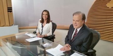 Ana Paula Araújo e Chico Pinheiro na bancada do 'Bom Dia Brasil'