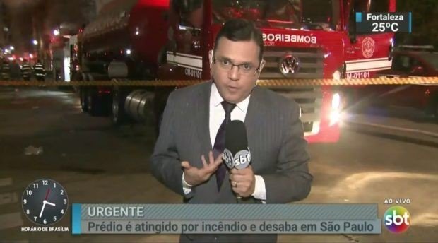 Cobertura ao vivo do incêndio em São Paulo pelo 'SBT Notícias'