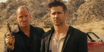 Woody Harrelson e Colin Farrell integram o elenco desta comédia de humor inteligente. Imagem: Divulgação.