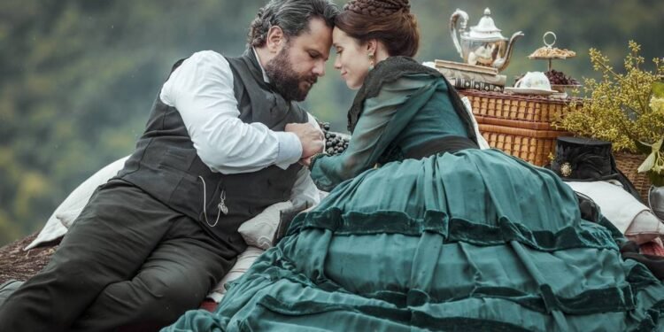 D. Pedro II (Selton Mello) e a condessa de Barral (Mariana Ximenes) viveram uma grande paixão clandestina que durou décadas