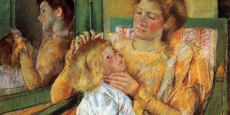 Obra 'Mãe penteando o cabelo de sua filha'