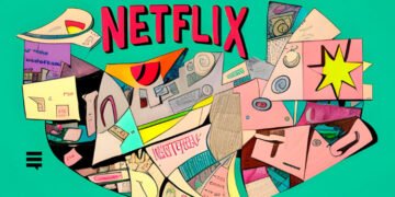 Colagem com diferentes elementos em fundo verde claro e com a marca da Netflix