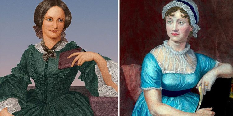 Pinturas de Emily Brontë e Jane Austen. Imagem: Reprodução.